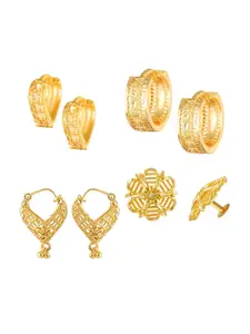 Vighnaharta Set Of 4 Gold Plated Contemporary Hoop Earrings