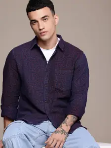 Roadster Men Self-Design Textured Casual Shirt