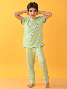 Anthrilo Boys Striped Cotton T-shirt With Pyjamas