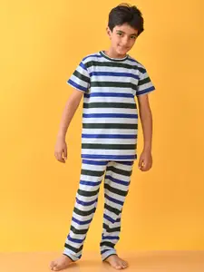 Anthrilo Boys Striped Cotton T-shirt With Pyjamas