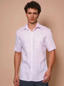 Crimsoune Club Classic Spread Collar Slim Fit Linen Casual Shirt