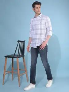 Crimsoune Club Classic Slim Fit Tartan Checks Cotton Checked Casual Shirt