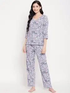 Clovia Floral Printed Pure Cotton Night suit