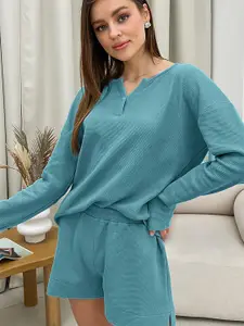 LULU & SKY Knitted Top & Pyjama Night Suit