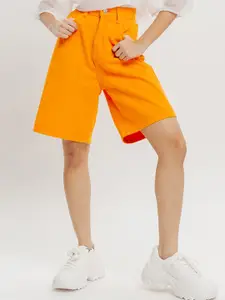 FREAKINS Women High-Rise Pure Cotton Shorts