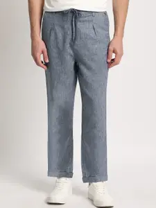 THE BEAR HOUSE Men Striped Mid-Rise Tapered Fit Trousers