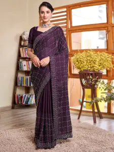 Satrani Checked Beads & Stones Saree