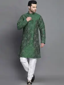 Utsav Fashion Woven Design Mandarin Collar Straight Kurta with Churidar