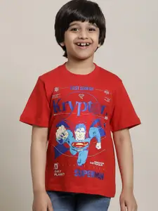 Kids Ville Boys Superman Printed Round Neck Pure Cotton T-shirt