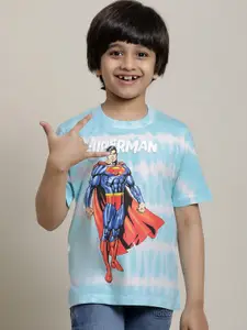 Kids Ville Boys Superman Printed Round Neck Pure Cotton T-Shirt