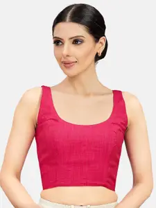 Studio Shringaar Scoop Neck Sleeveless Cotton Silk Saree Blouse