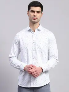 Monte Carlo Classic Spread Collar Slim Fit Opaque Printed Cotton Casual Shirt