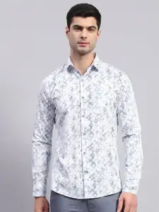 Monte Carlo Classic Slim Fit Opaque Geometric Printed Casual Shirt