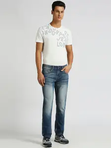 Pepe Jeans Men Vapour Slim Fit Low-Rise Clean Look Heavy Fade Stretchable Jeans