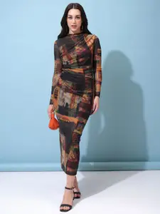 Tokyo Talkies Print Sheath Midi Dress