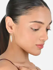 ToniQ Gold Plated Leaf-Shaped Cubic Zirconia Drop Earrings