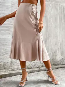 LULU & SKY Pleated Flared A-Line Midi Skirt