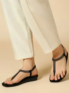 Inc 5 Embellished Open Toe T-Strap Flats