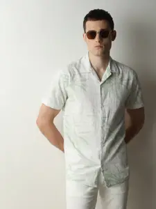 SELECTED  Cuban Collar Floral Printed Opaque Cotton Casual Shirt