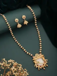 Jazz and Sizzle Gold-Plated Artificial Stones & Beads Studded Necklace Set