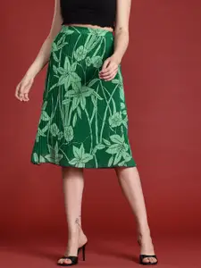 all about you Women Floral Print Accordion Pleated Flared Skirt