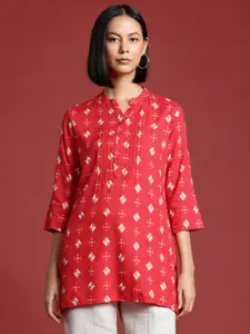 all about you Ethnic Motifs Print Pure Cotton Pin Tucks Short Kurti