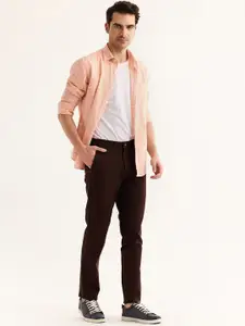 Red Flame Men Mid-Rise Cotton Slim Fit Trousers