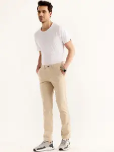 Red Flame Men Mid-Rise Cotton Slim Fit Trousers