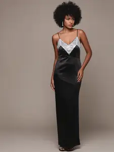 bebe Party Sequinned Satin Maxi Dress