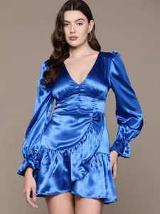 bebe Brighter Basics Satin Finish Ruffles Detail Mini Dress