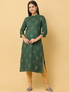 KALINI Ethnic Motifs Printed Mandarin Collar Straight Kurta