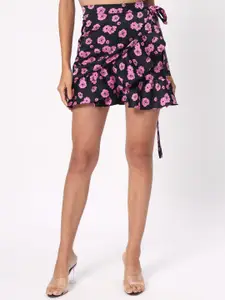 DEPANO Floral Printed Mini Wrap Skirt