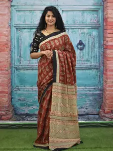 JALTHER Ethnic Motifs Printed Pure Cotton Block Print Saree