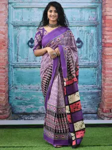 JALTHER Ethnic Motifs Pure Cotton Block Print Saree