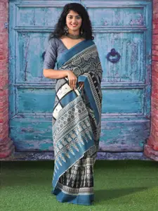 JALTHER Ethnic Motifs Pure Cotton Block Print Saree