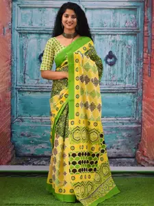 JALTHER Floral Printed Pure Cotton Block Print Saree