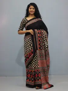 JALTHER Ajrak Block Pure Cotton Block Print Saree
