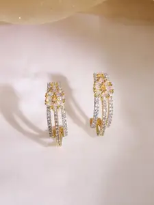 Rubans Women 18KT Gold Plated Zirconia Studded Drop Earrings