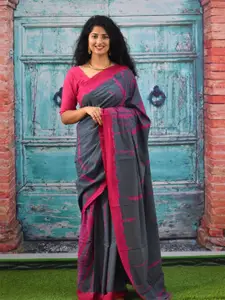 JALTHER Tie and Dye Pure Cotton Block Print Saree
