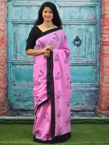 JALTHER Ethnic Motifs Pure Cotton Block Print Saree