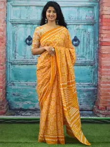 JALTHER Floral Printed Pure Cotton Block Print Saree