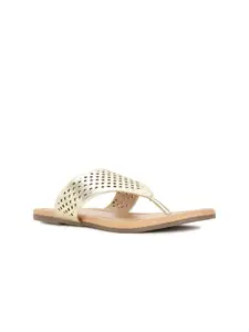 Bata Laser Cut Open Toe Flats