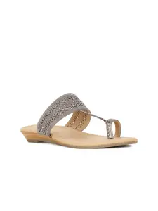 Bata Embellished Laser Cut One Toe Flats