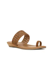 Bata Embellished Laser Cut One Toe Flats