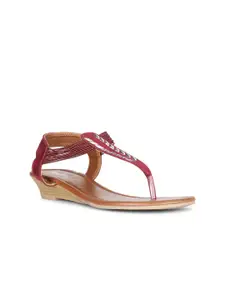 Bata Women T-Strap Flats with Laser Cuts