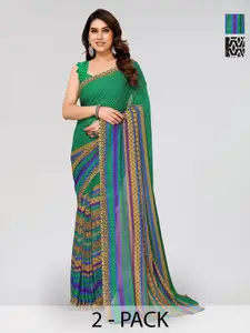 ANAND SAREES Selection Of 2 Floral Printed Georgette Saree