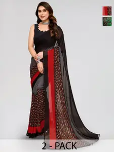 ANAND SAREES Selection Of 2 Floral Printed Georgette Saree