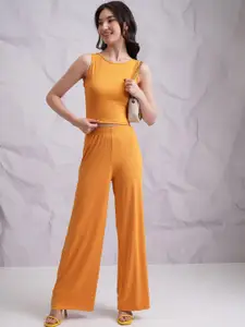 Tokyo Talkies Sleeveless Crop Tank Top & Flared Trousers Co-Ords