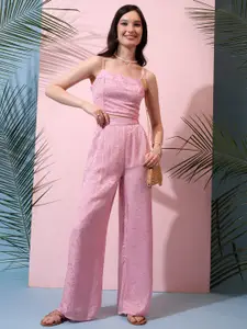 Tokyo Talkies Pink Crop Top & Mid-Rise Trouser