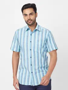 ColorPlus Vertical Striped Spread Collar Cotton Casual Shirt